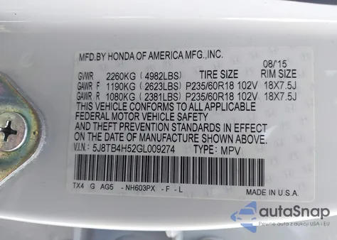 2016 Acura Rdx Technology Acurawatch Plus Packages/Technology Package из США, поврежденный, VIN 5J8TB4H52GL009274